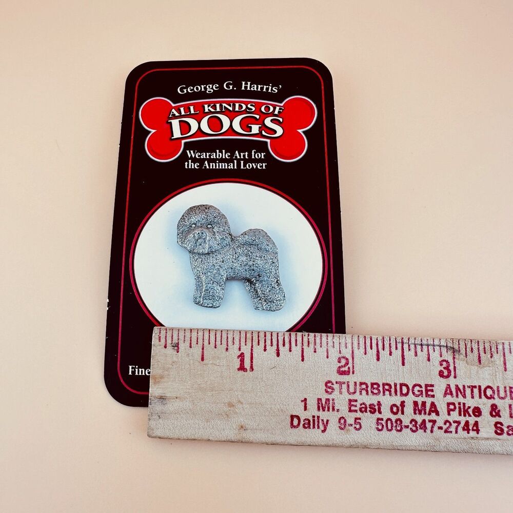 Vintage Animal Pins Lot George G. Harris Pewter Bichon Frise Dog Tree Frog Goose - Picture 7 of 16